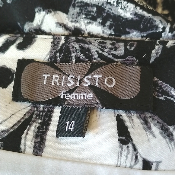 Host Pick🎉EUC Trisisto Femme By Melanie Lyne Size 14 Black & White Floral Skirt - Picture 4 of 5